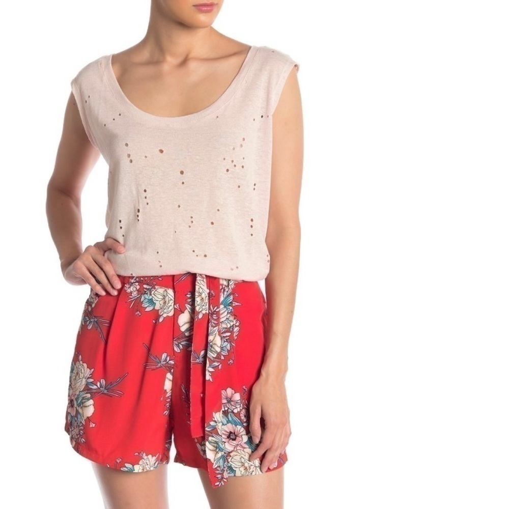 Red Bishop + Young NWT Jamie Muscle Tee Tank Distressed Scoop Neck Pink Size L